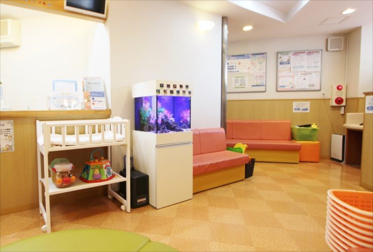 神奈川県横浜市　小児科の待合室 45cmキューブ水槽レンタル事例　その後 水槽画像２
