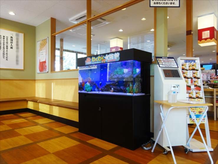 飲食店（回転寿司）待合スペース　120cm海水魚水槽　設置事例 水槽画像３