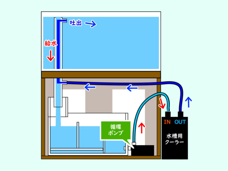 水槽用クーラーの設置方法を画像で解説・ポンプとの接続や温度設定方法