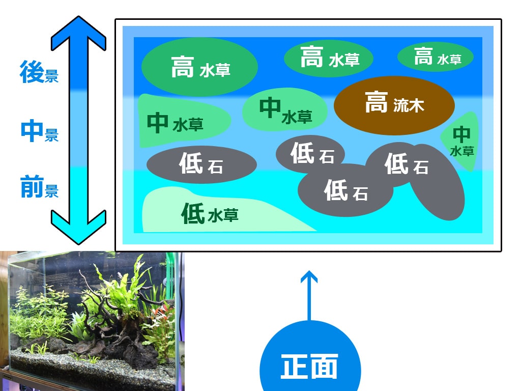 水槽レイアウトのゾーニング